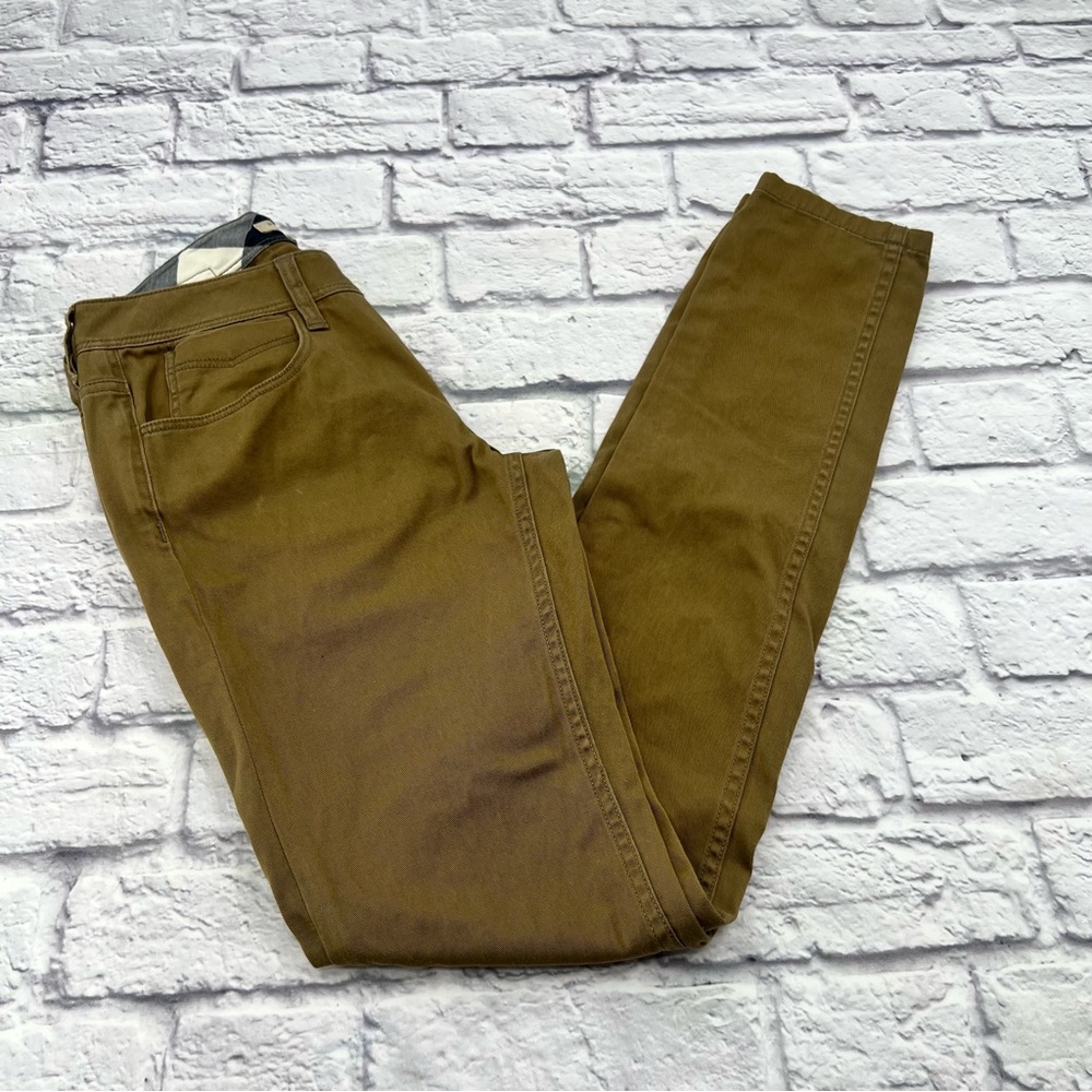 Burberry Brit 26R Skinny Chino Pants Tan Low Rise Stretch Casual